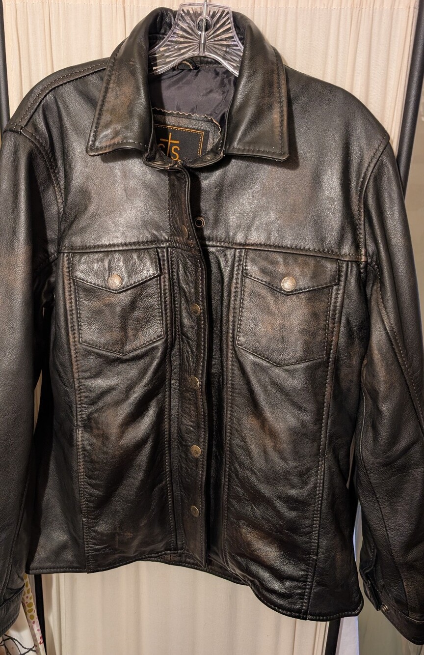 STS Ranch wear Women's Brown Leather Jacket - Classic Button-Front